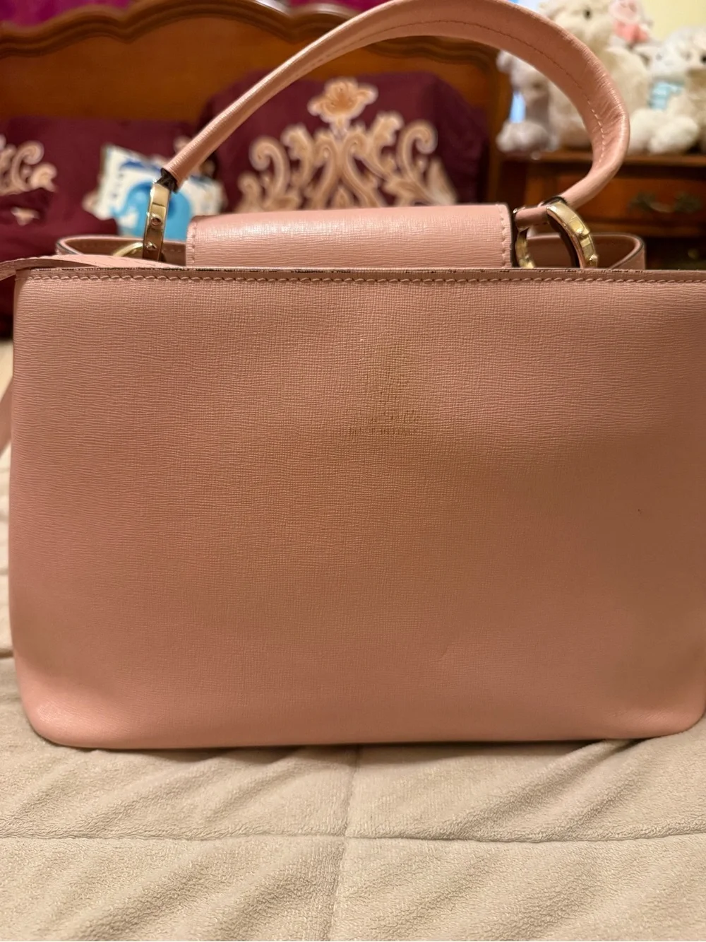 Verapelle made in Italy leather Pink Structured Top-Handle Crossbody Bag
